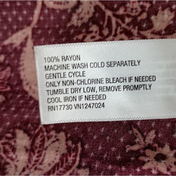 Knox Rose burgundy floral dress L - Picture 2 of 3